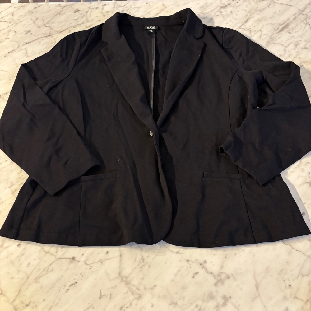 ANA A New Approach Womens‎ XXL Black Knit Single Button Blazer Jacket 75590-0